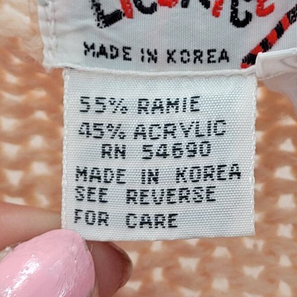 Licorice Vintage Peach Cream Striped Cable Knit V neck Cardigan Sweater Jacket - Picture 9 of 13